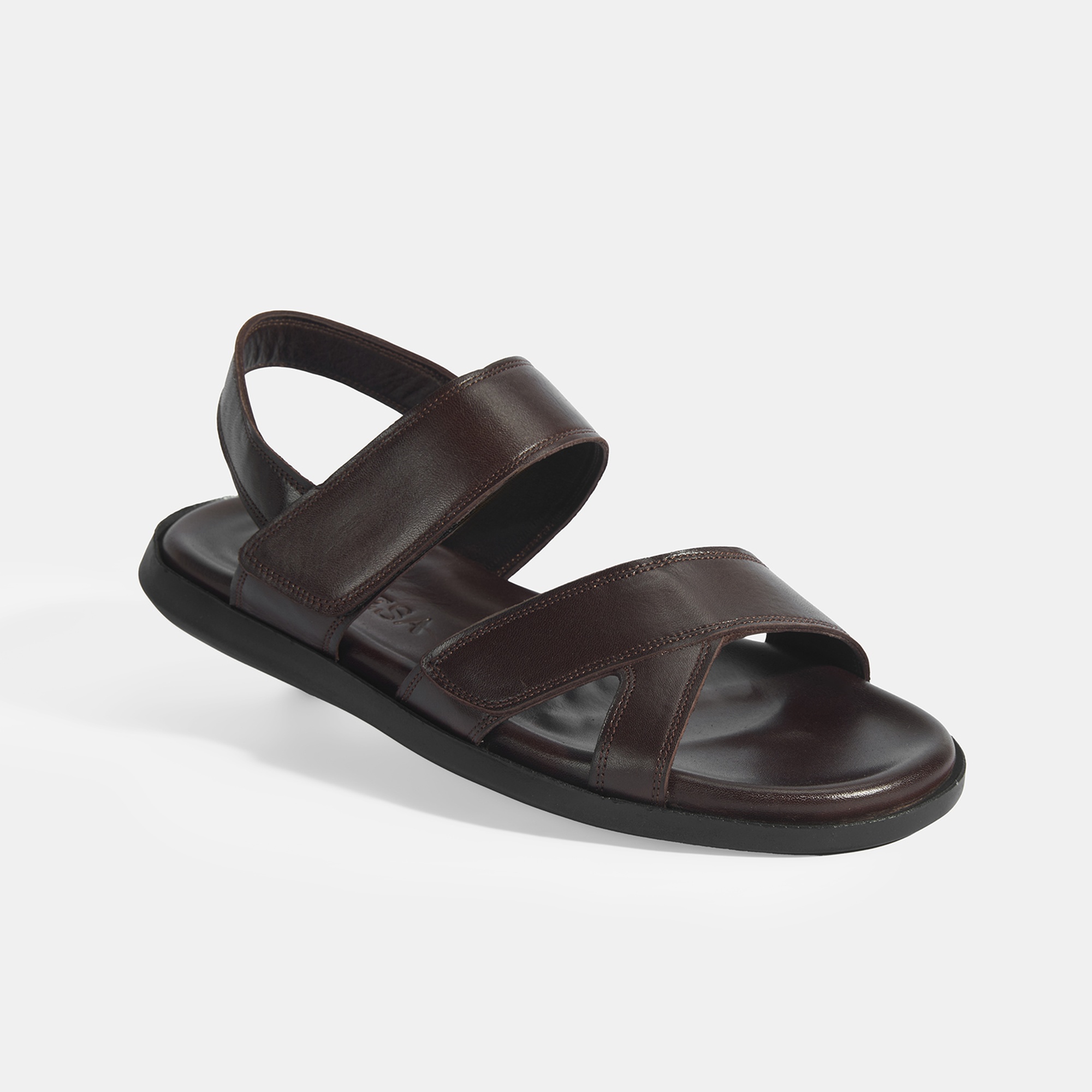 Erkek Kahve Cırt Detaylı Deri Sandalet