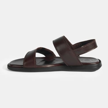  Erkek Kahve Cırt Detaylı Deri Sandalet