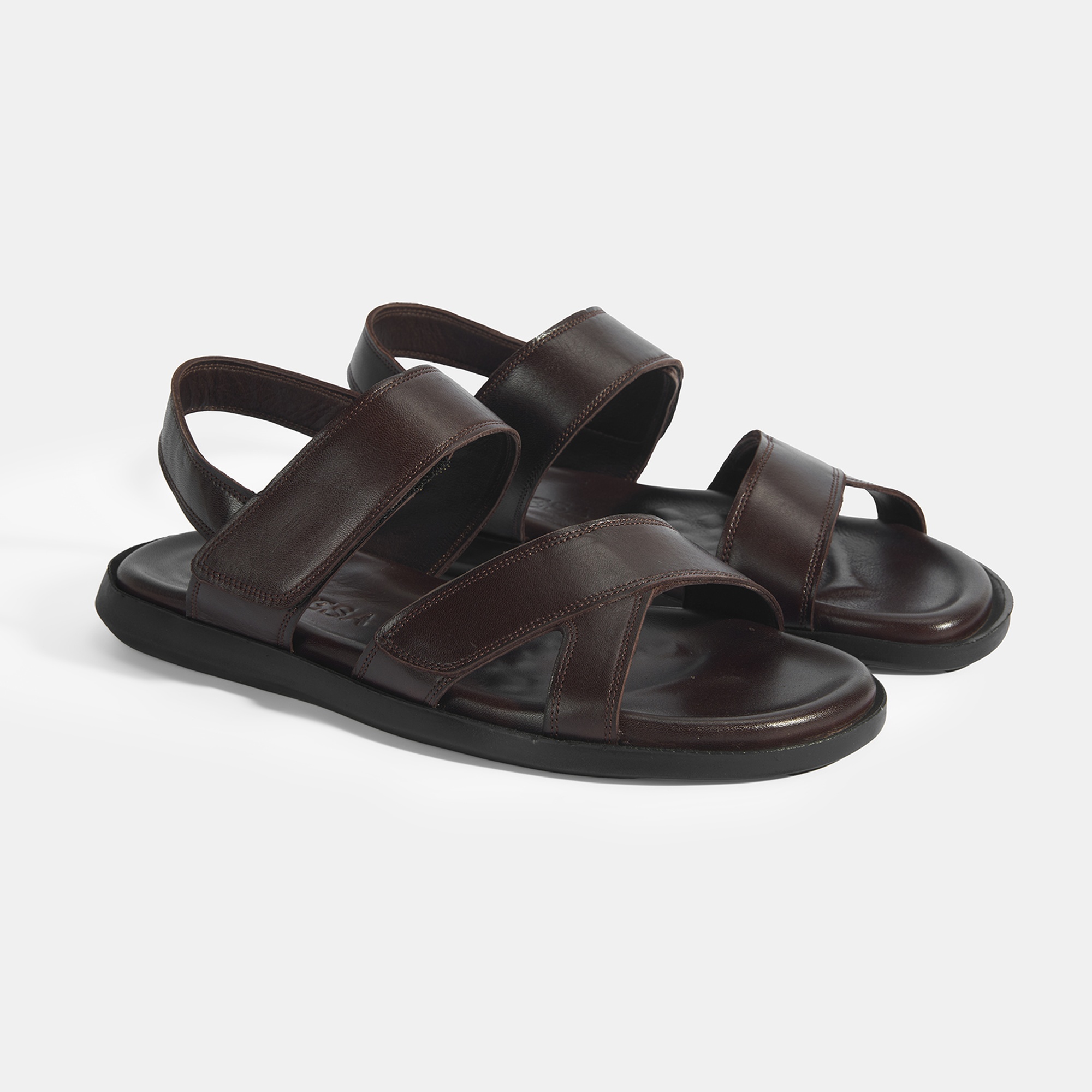 Erkek Kahve Cırt Detaylı Deri Sandalet