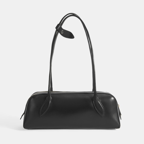  Limited Edition Siyah Kadın Yaprak Detaylı Deri Omuz Çantası