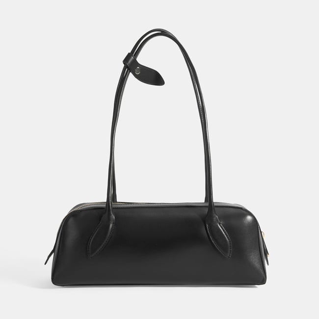  Limited Edition Siyah Kadın Yaprak Detaylı Deri Omuz Çantası