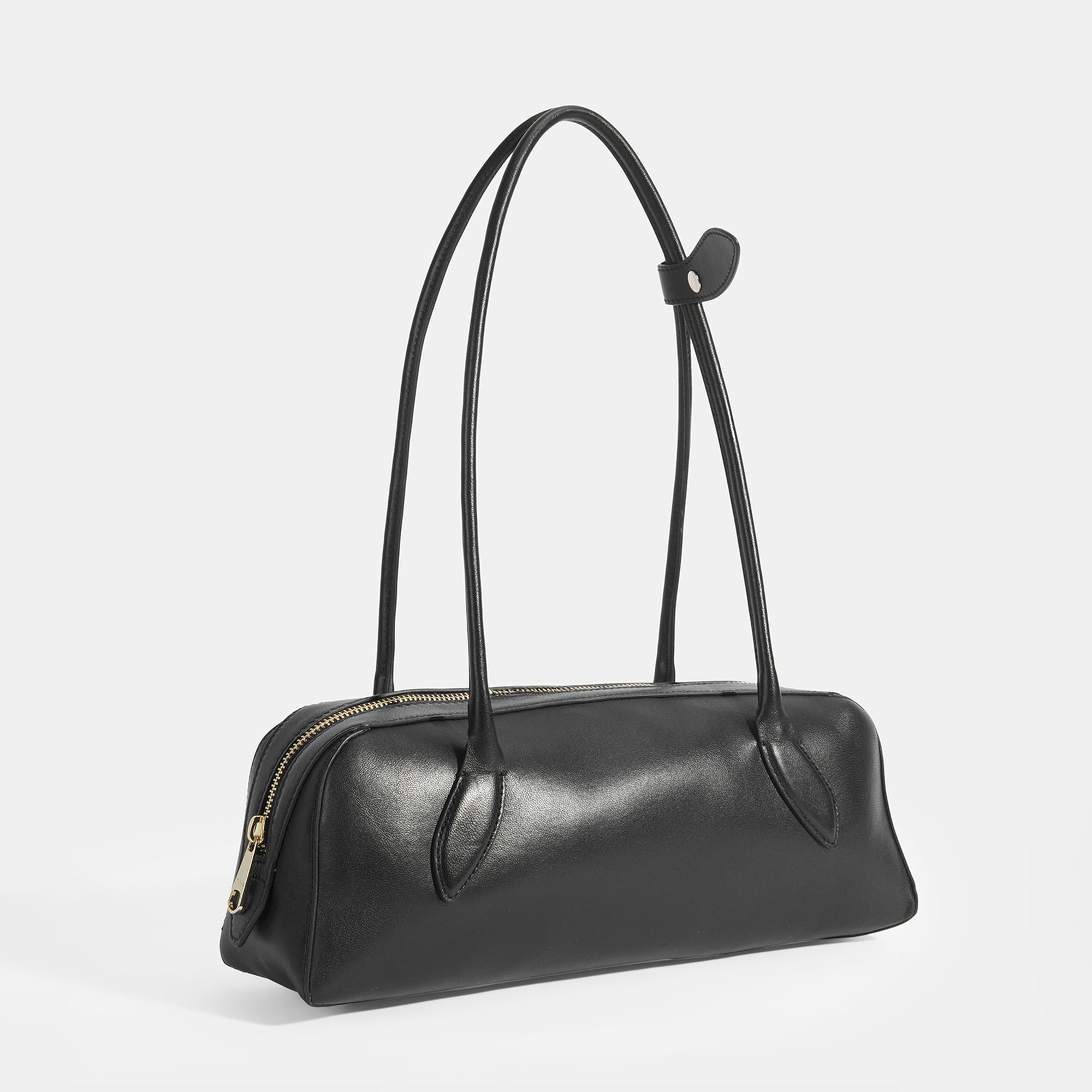 Limited Edition Siyah Kadın Yaprak Detaylı Deri Omuz Çantası