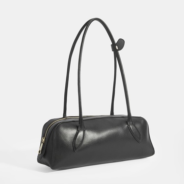  Limited Edition Siyah Kadın Yaprak Detaylı Deri Omuz Çantası