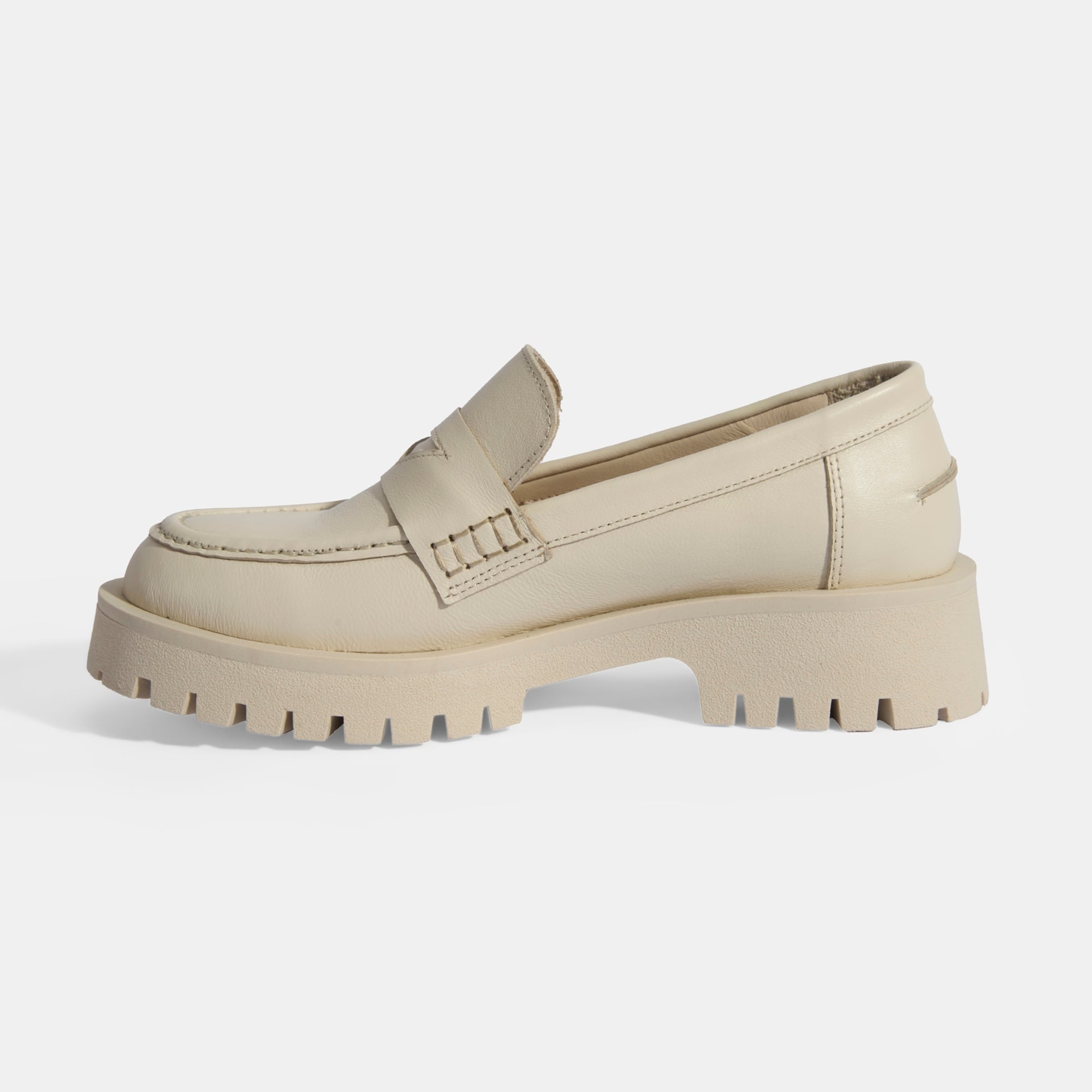 Kadın Bej Slip-On Deri Loafer