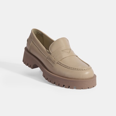  Kadın Taba Slip-On Deri Loafer