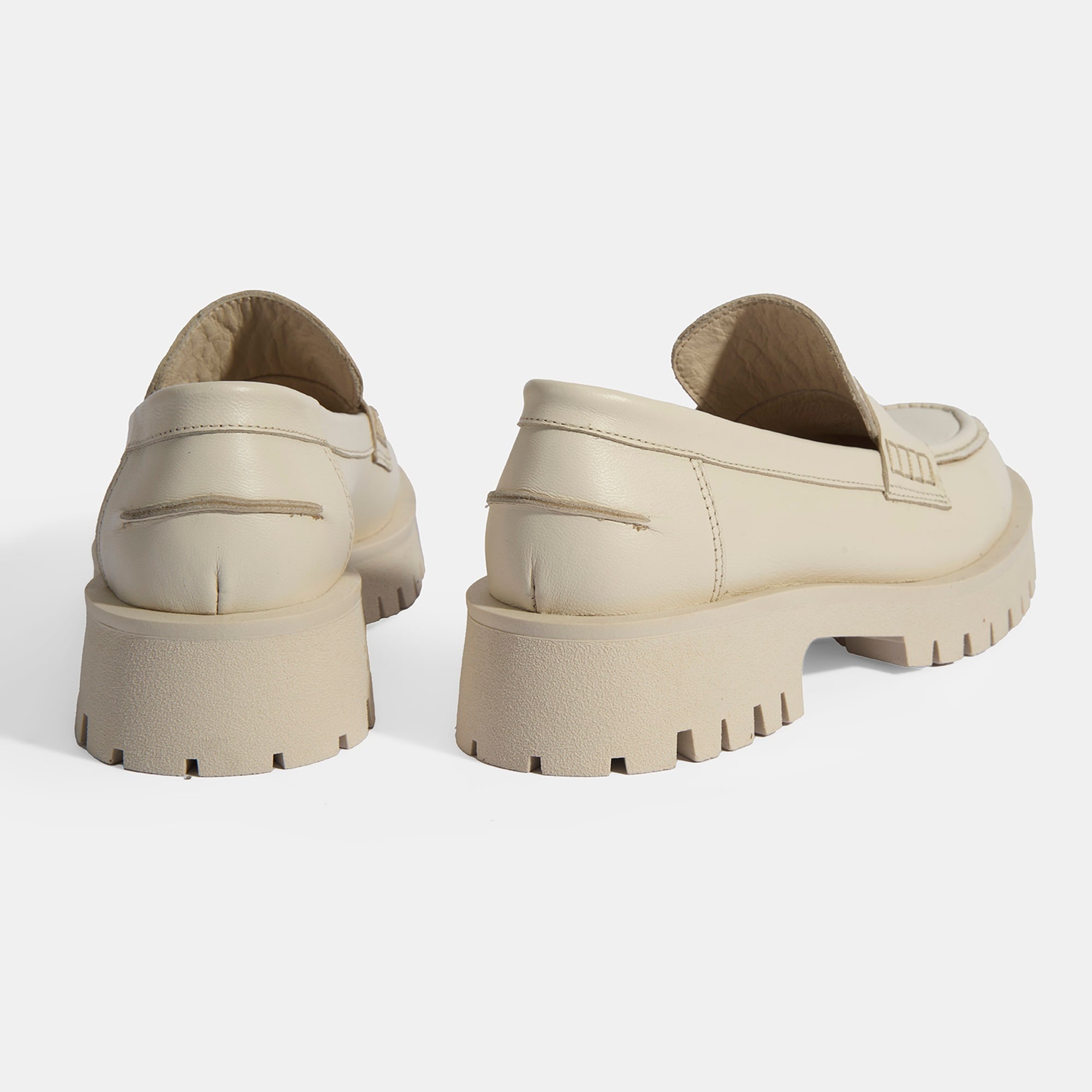 Kadın Bej Slip-On Deri Loafer