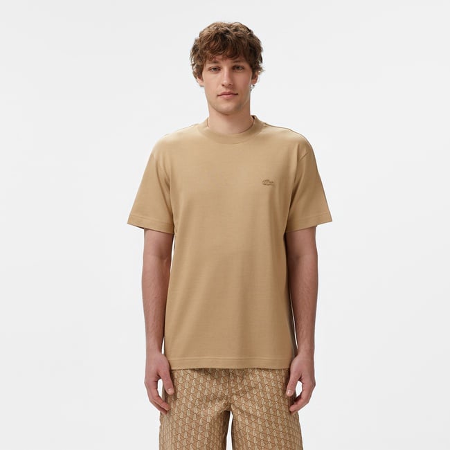  Lacoste Erkek Relaxed Fit Bisiklet Yaka Bej T-Shirt