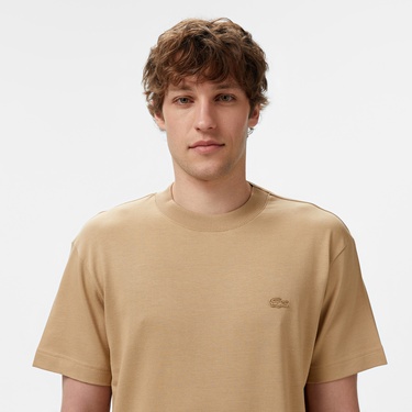  Lacoste Erkek Relaxed Fit Bisiklet Yaka Bej T-Shirt