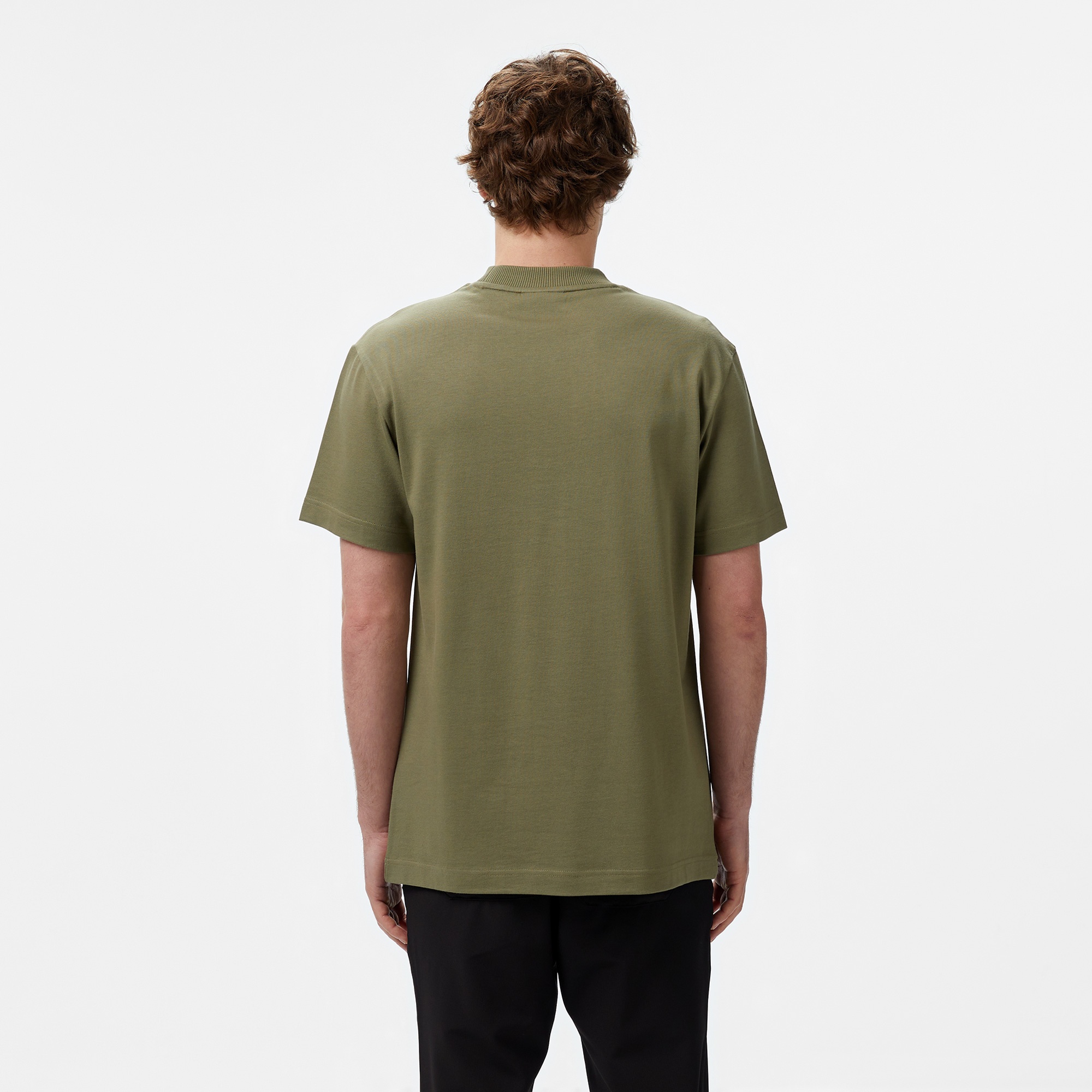 Erkek Relaxed Fit Bisiklet Yaka Haki T-Shirt