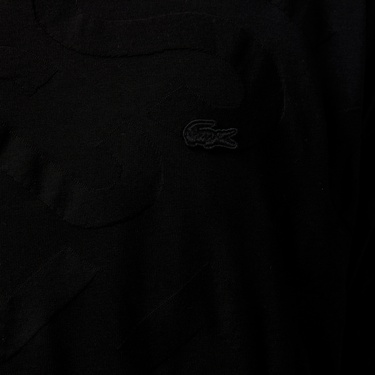  Lacoste Erkek Bisiklet Yaka Desenli Siyah T-Shirt