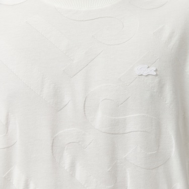  Lacoste Erkek Bisiklet Yaka Desenli Beyaz T-Shirt