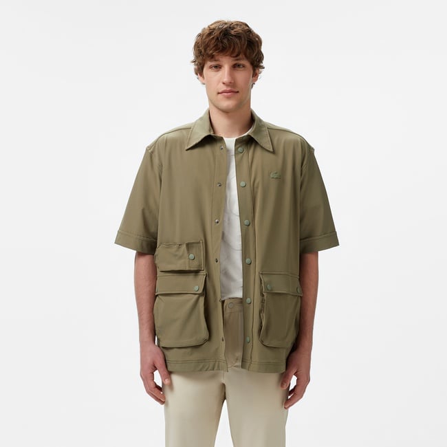  Lacoste Erkek Relaxed Fit Kısa Kollu Haki Gömlek