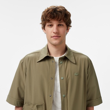  Lacoste Erkek Relaxed Fit Kısa Kollu Haki Gömlek