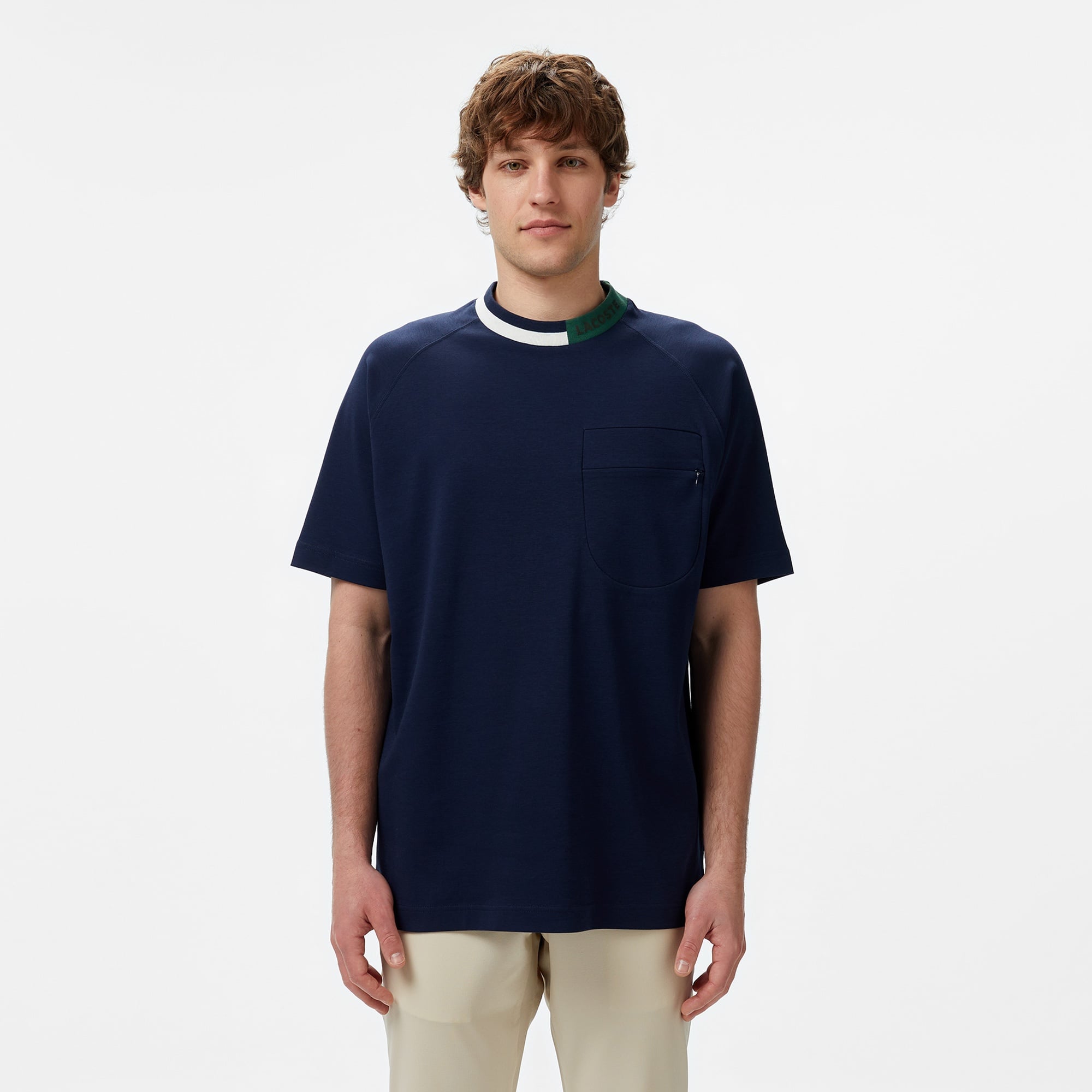 Lacoste Erkek Bisiklet Yaka Lacivert Cepli T-Shirt