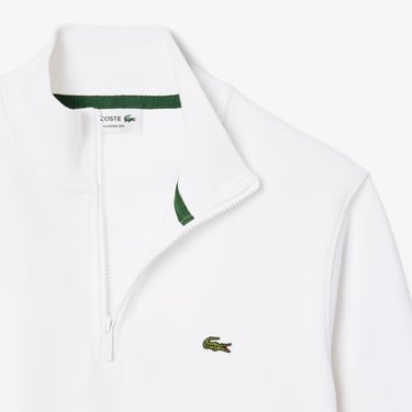  Lacoste Erkek Classic Fit Yarım Fermuarlı Beyaz Sweatshirt