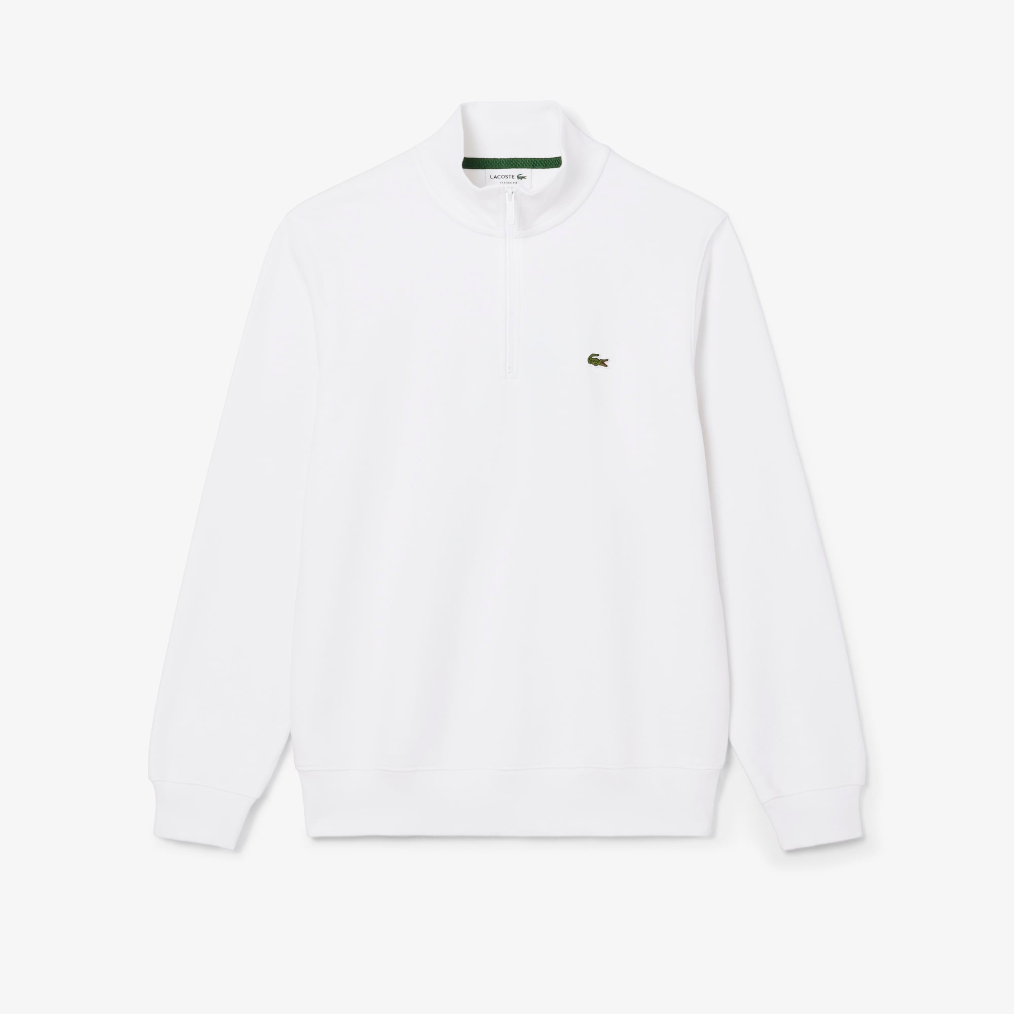 Erkek Classic Fit Yarım Fermuarlı Beyaz Sweatshirt