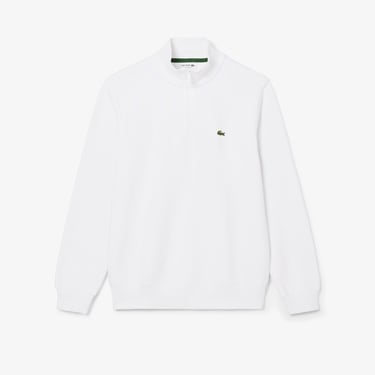  Lacoste Erkek Classic Fit Yarım Fermuarlı Beyaz Sweatshirt