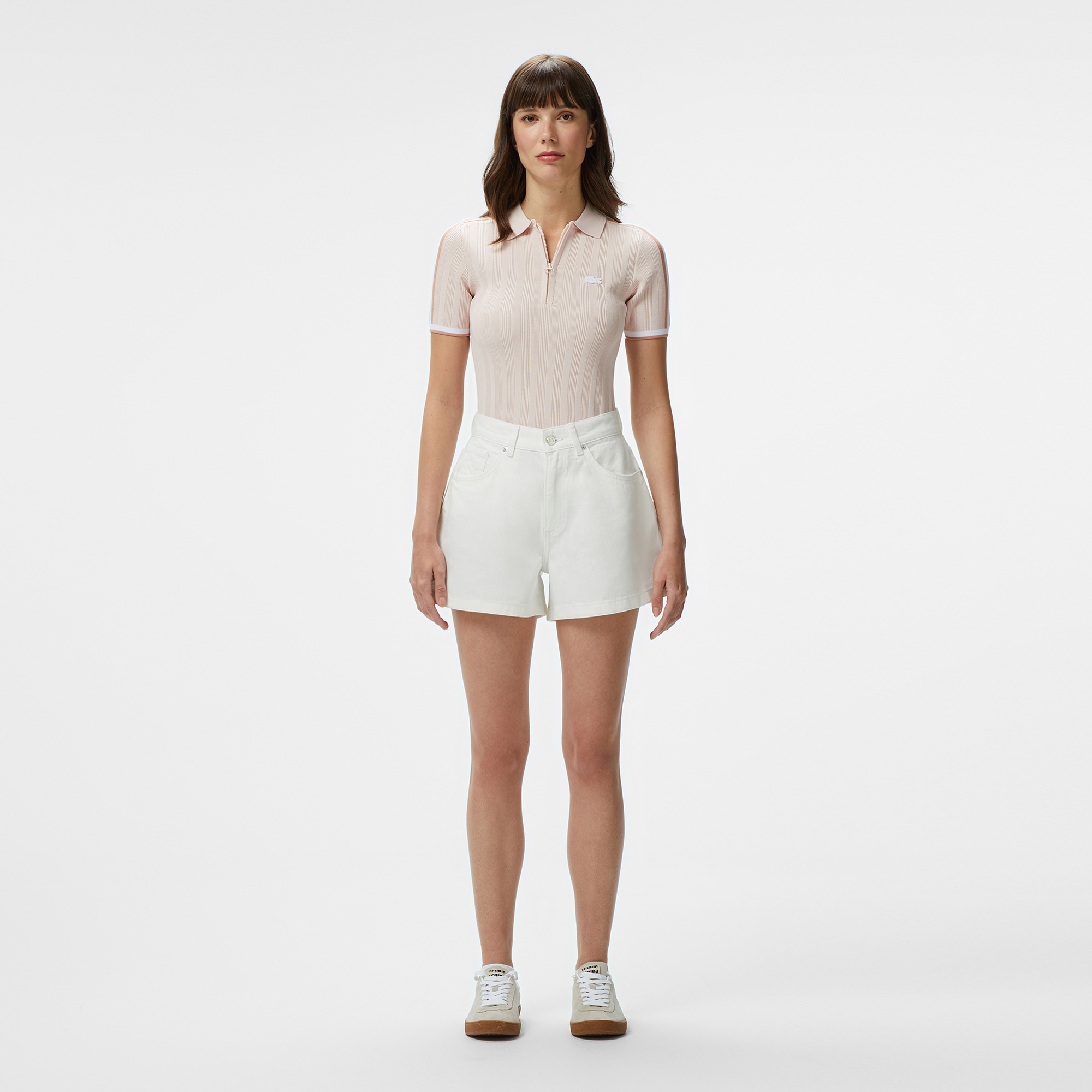 Lacoste Kadın Regular Fit Denim Beyaz Şort