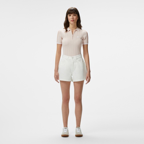  Lacoste Kadın Regular Fit Denim Beyaz Şort