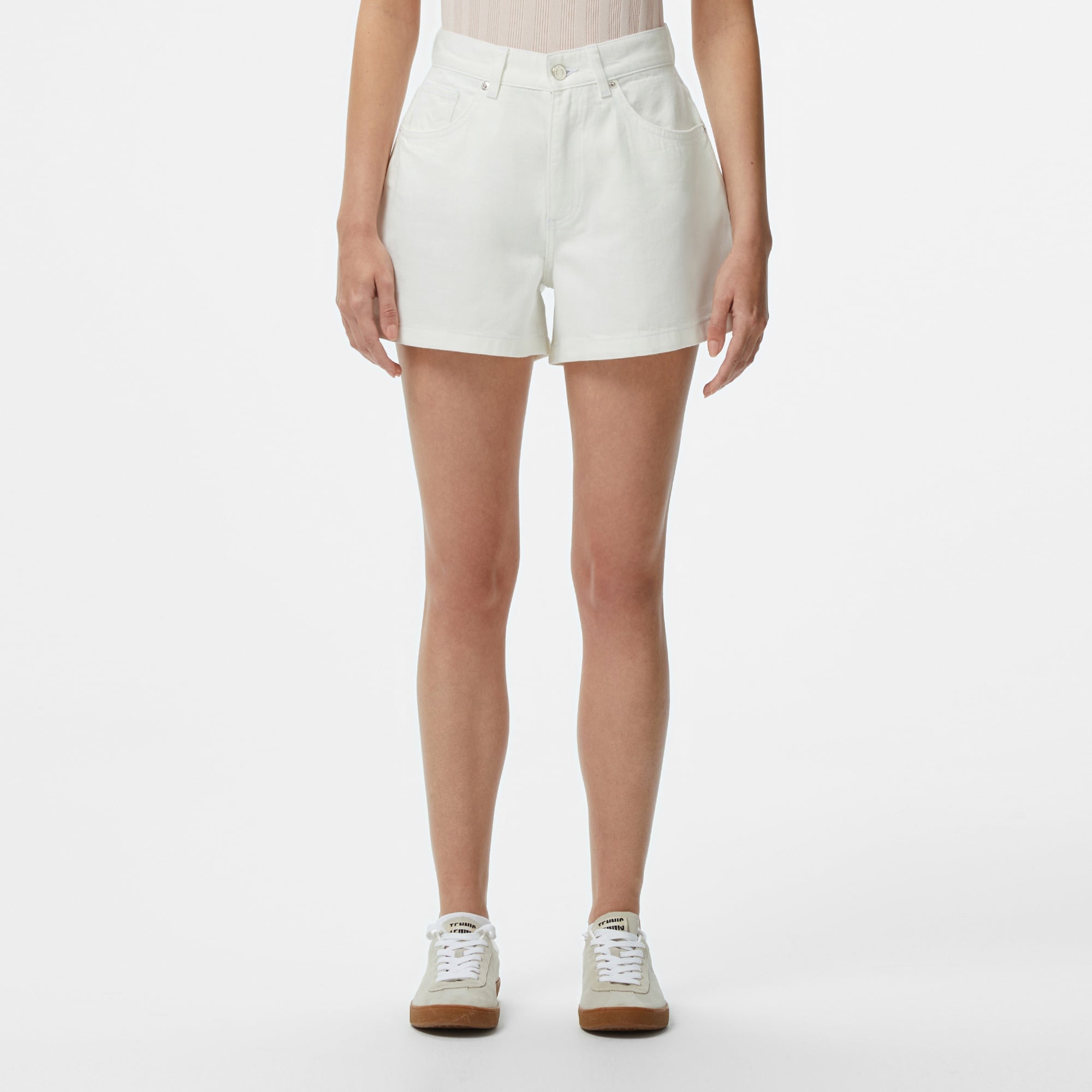 Lacoste Kadın Regular Fit Denim Beyaz Şort