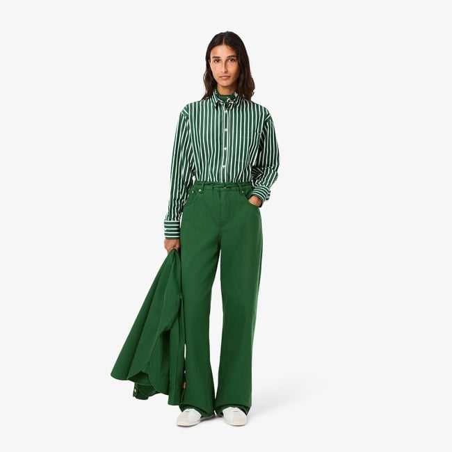  Kadın Wide Leg Yeşil Jean Pantolon