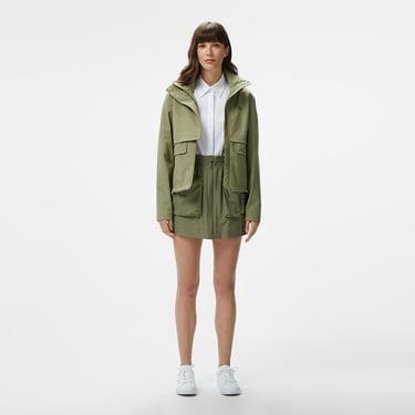  Kadın Relaxed Fit Kapüşonlu Yeşil Yağmurluk