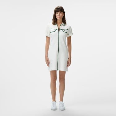  Lacoste Kadın Classic Fit Kısa Kollu Polo Yaka Renk Bloklu Beyaz Elbise