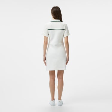  Lacoste Kadın Classic Fit Kısa Kollu Polo Yaka Renk Bloklu Beyaz Elbise