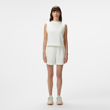  Lacoste Kadın Slim Fit Kolsuz Bisiklet Yaka Beyaz T-Shirt