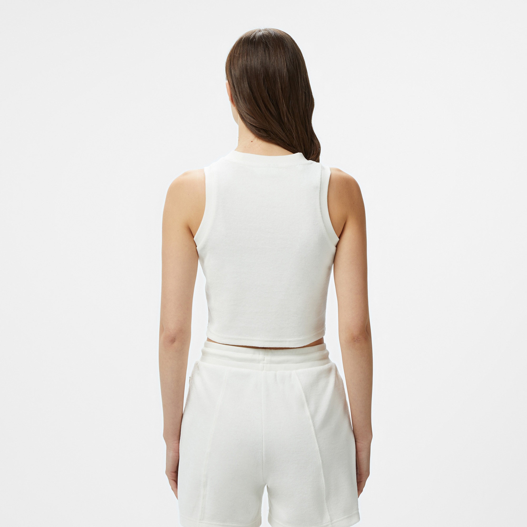 Kadın Slim Fit Kolsuz Bisiklet Yaka Beyaz T-Shirt