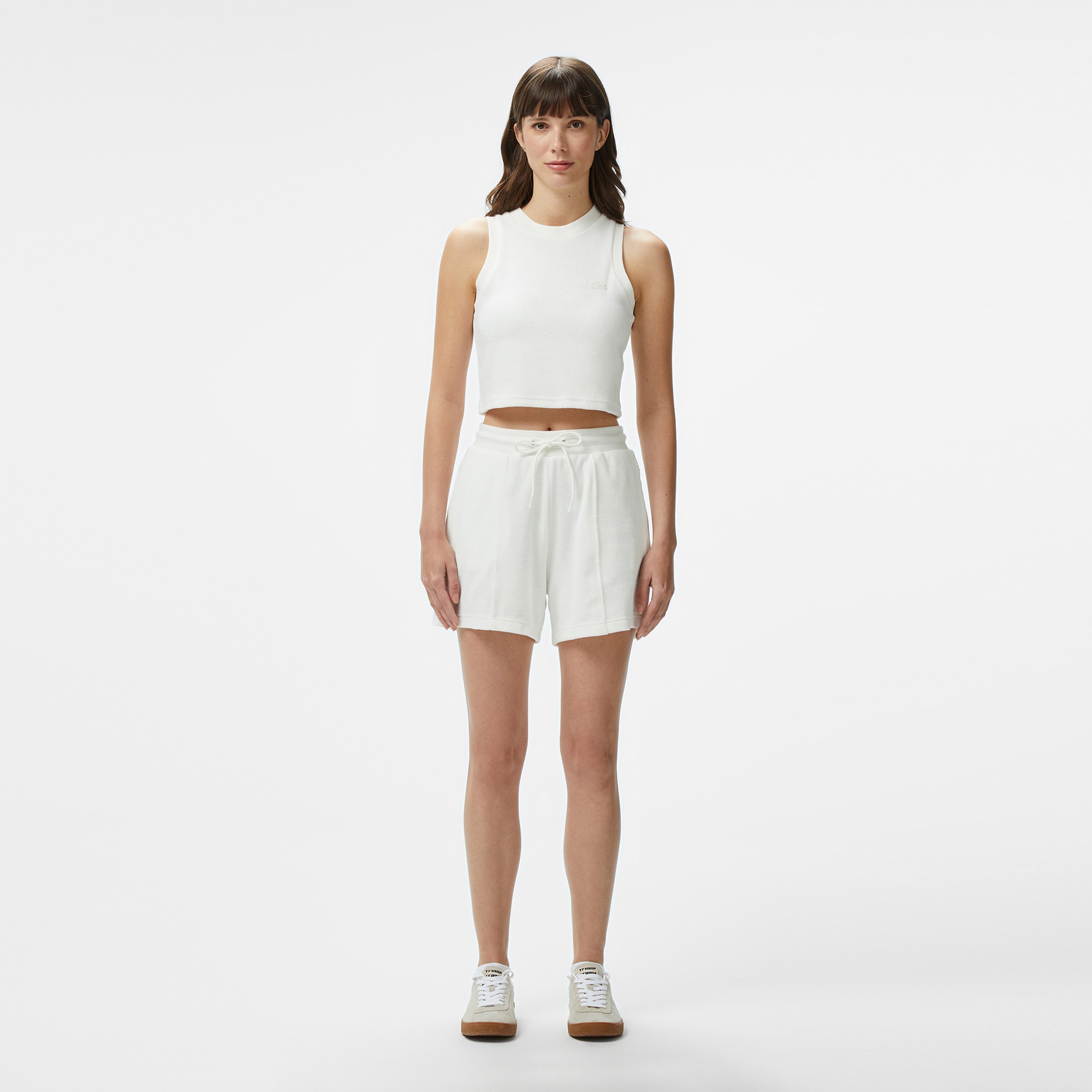 Kadın Slim Fit Kolsuz Bisiklet Yaka Beyaz T-Shirt