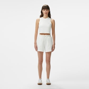  Kadın Slim Fit Kolsuz Bisiklet Yaka Beyaz T-Shirt