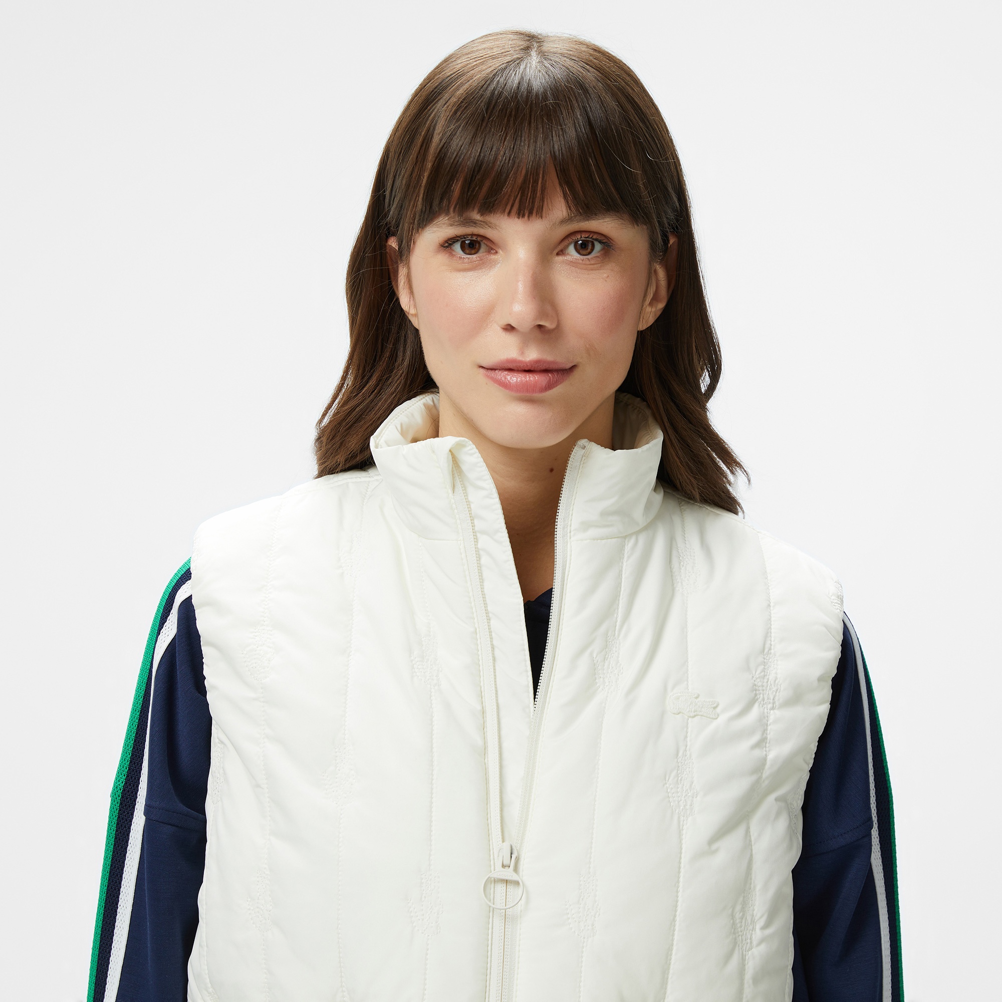 Lacoste Kadın Regular Fit Dik Yaka Kapitone Beyaz Yelek