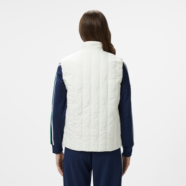  Kadın Regular Fit Dik Yaka Kapitone Beyaz Yelek