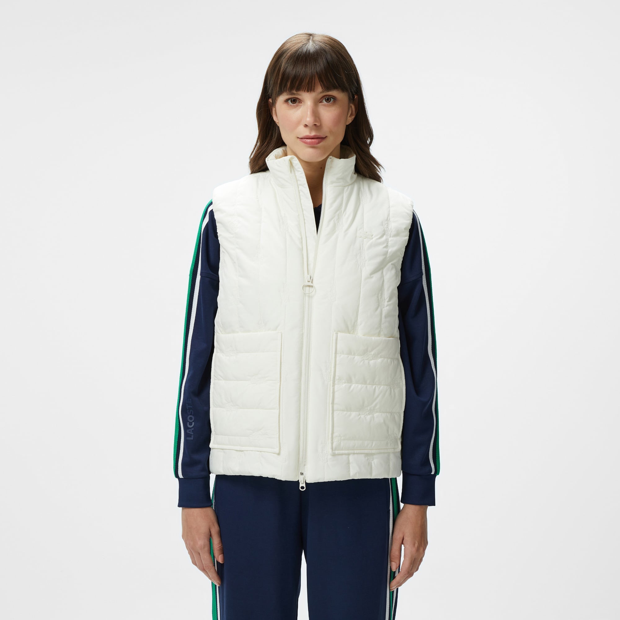 Lacoste Kadın Regular Fit Dik Yaka Kapitone Beyaz Yelek