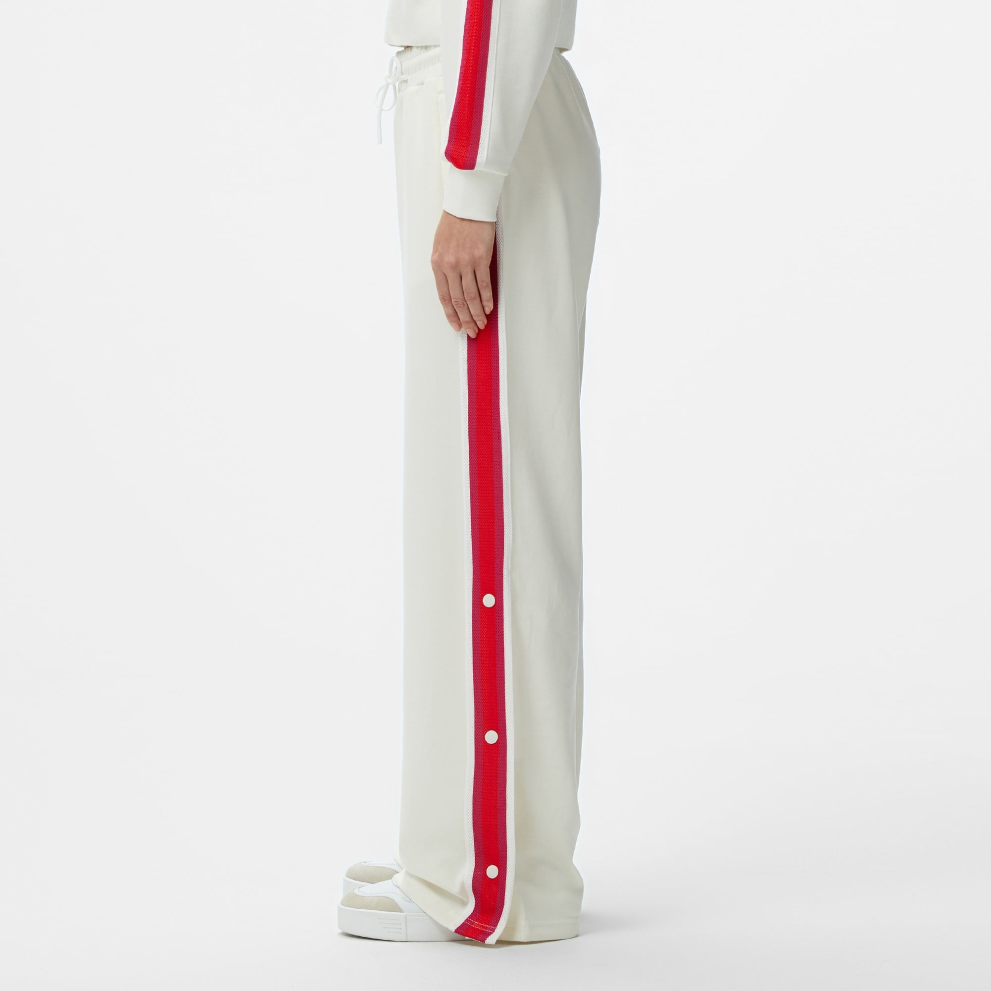 Kadın Relaxed Fit Renk Bloklu Beyaz Eşofman Altı