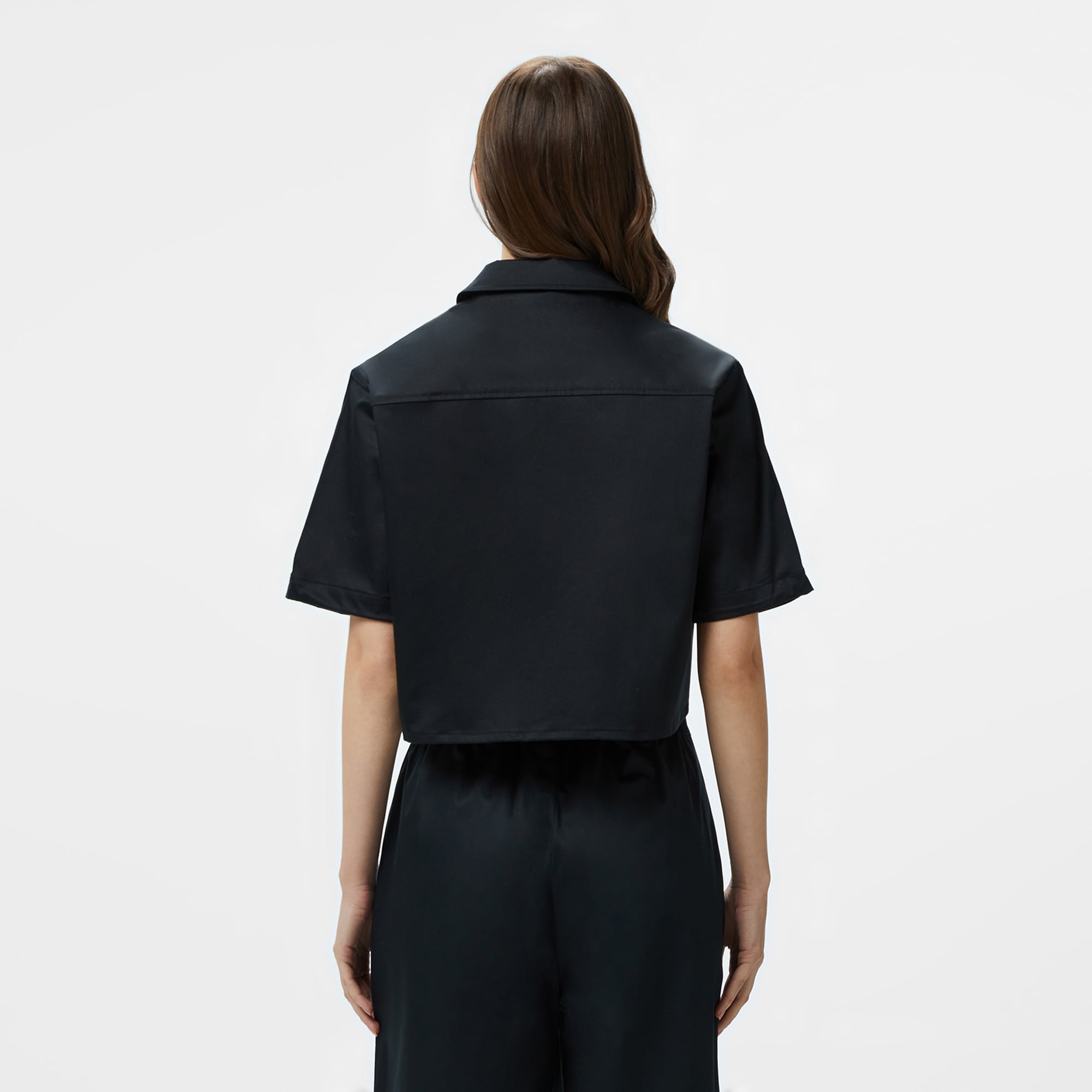 Lacoste Kadın Regular Fit Yarım Kollu Siyah Gömlek