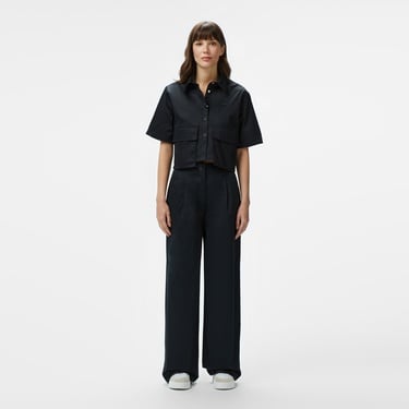  Kadın Regular Fit Yarım Kollu Siyah Gömlek