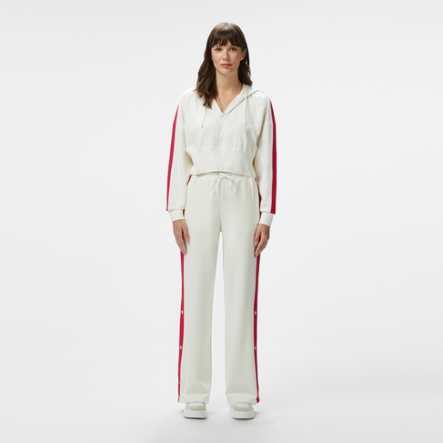  Kadın Relaxed Fit Renk Bloklu Beyaz Eşofman Altı