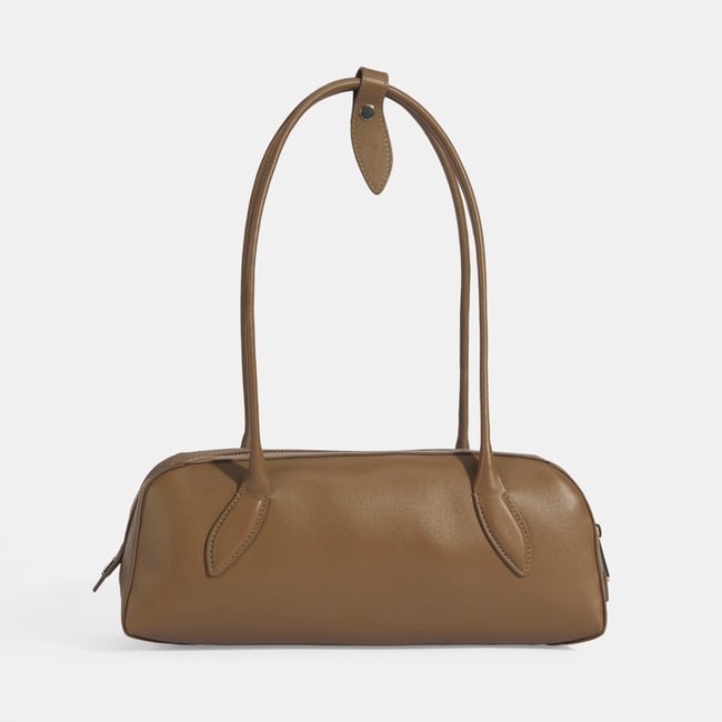  Limited Edition Kahve Kadın Yaprak Detaylı Deri Omuz Çantası