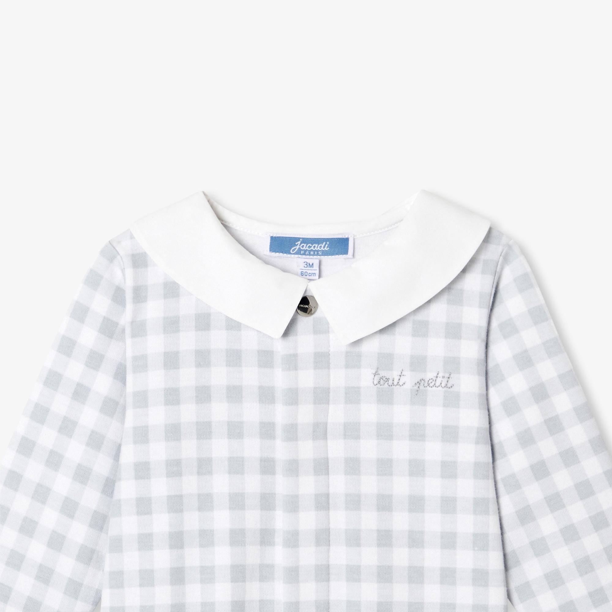 Jacadi Paris Yenidoğan Erkek Bebek Poplin Yaka Kareli Tulum