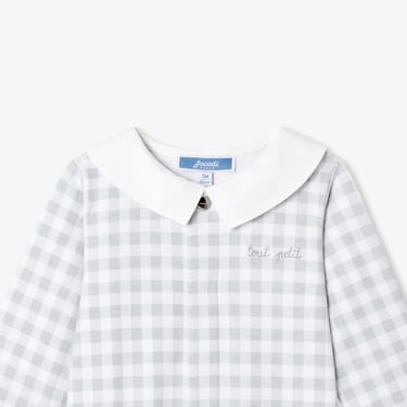  Jacadi Paris Yenidoğan Erkek Bebek Poplin Yaka Kareli Tulum