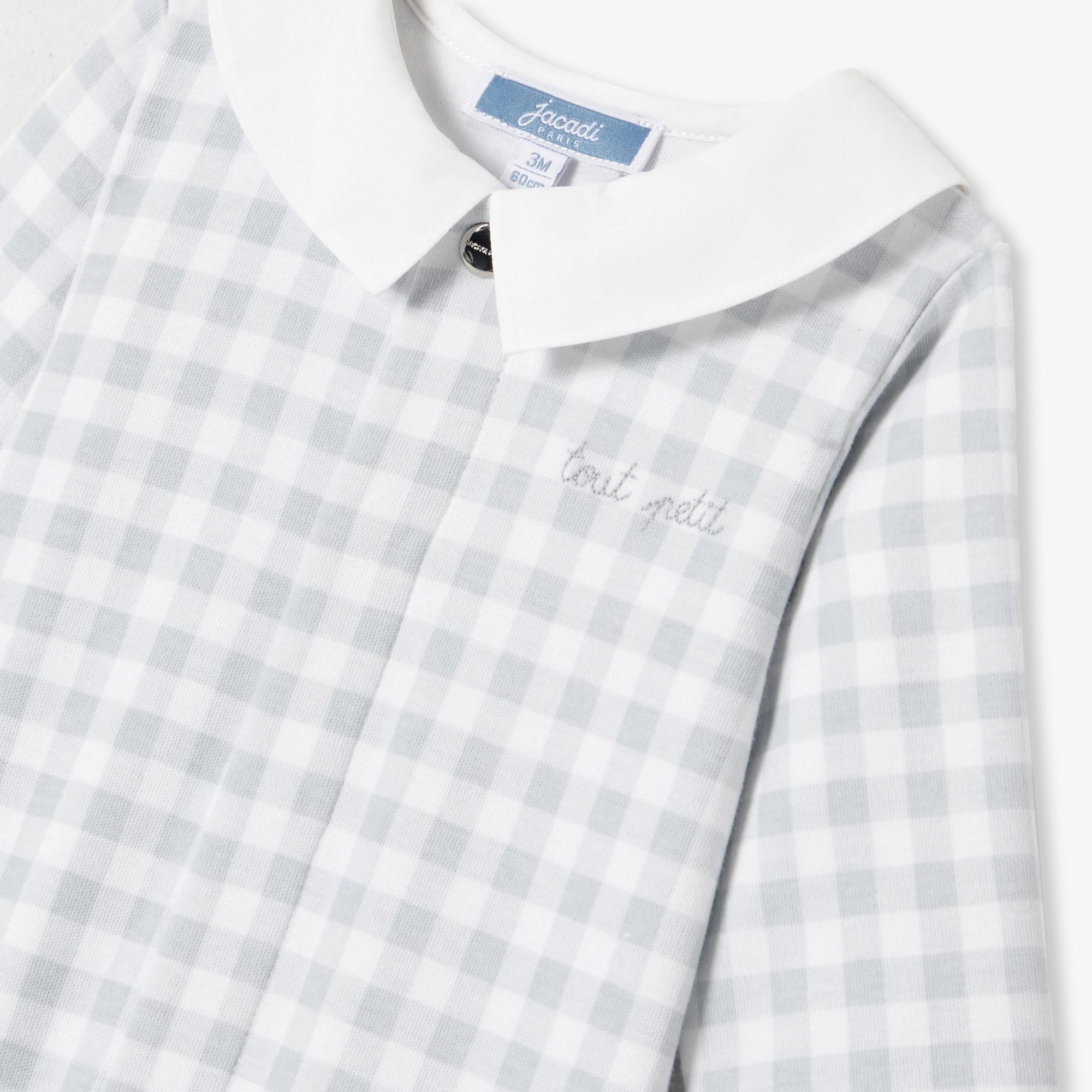 Jacadi Paris Yenidoğan Erkek Bebek Poplin Yaka Kareli Tulum