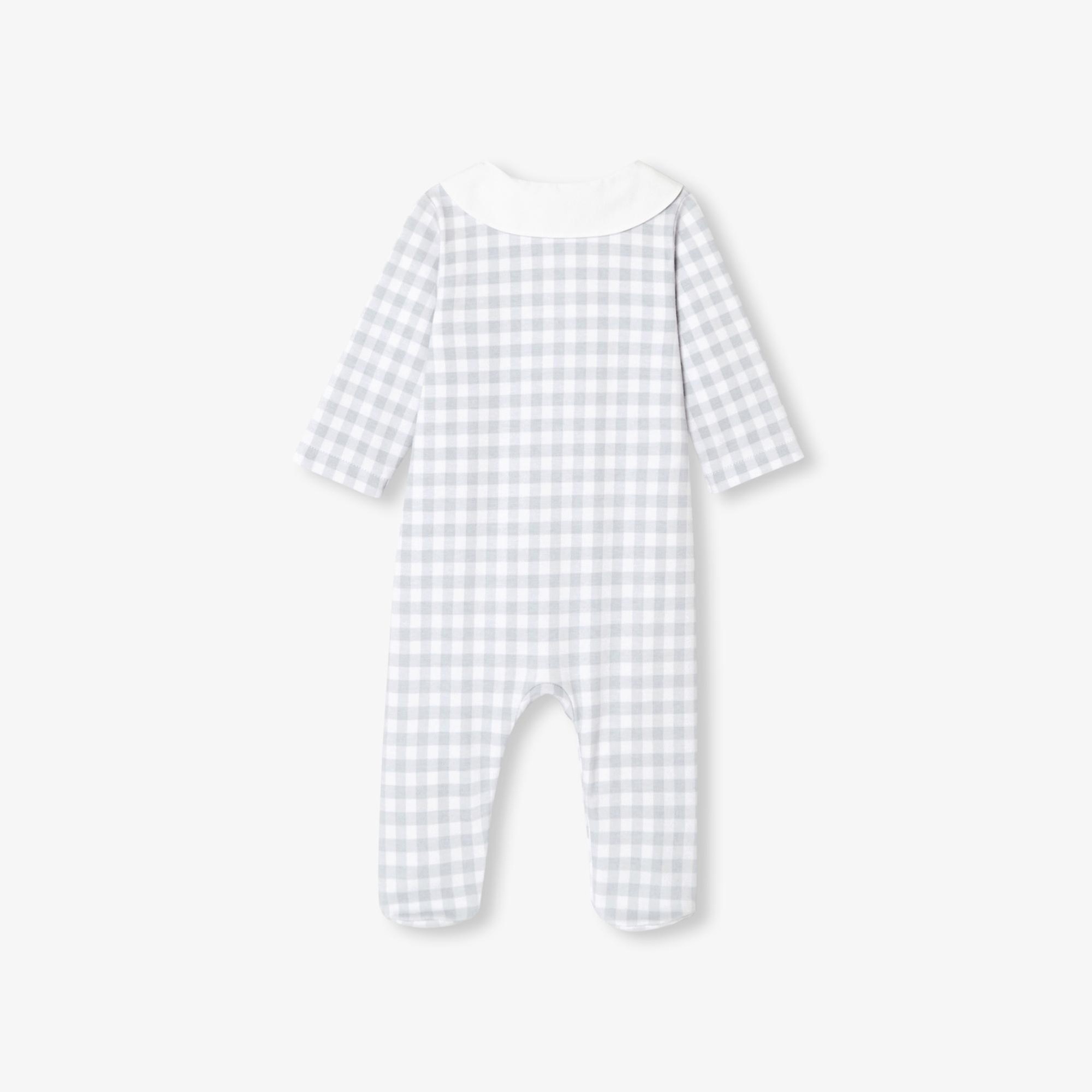 Jacadi Paris Yenidoğan Erkek Bebek Poplin Yaka Kareli Tulum