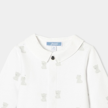  Jacadi Paris Yenidoğan Erkek Bebek Interlok Örgü Desenli Tulum