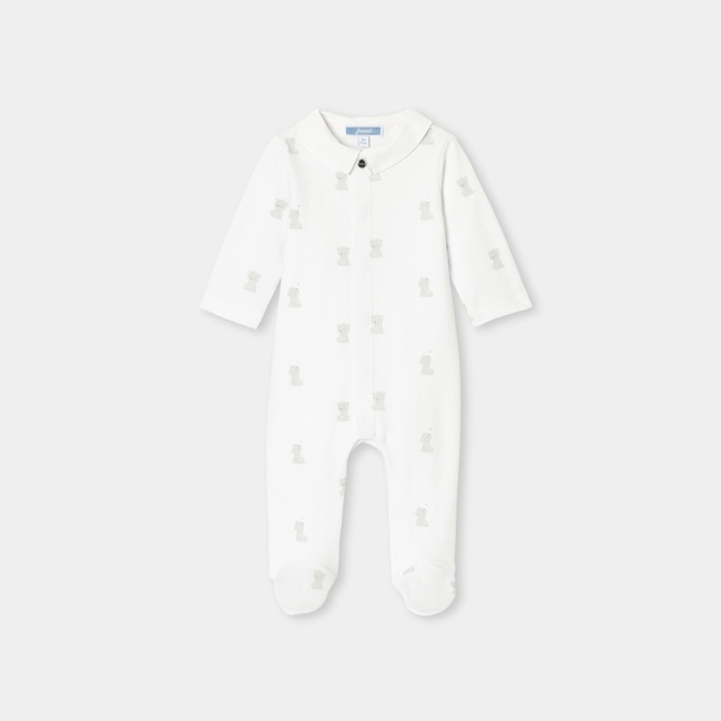  Jacadi Paris Yenidoğan Erkek Bebek Interlok Örgü Desenli Tulum