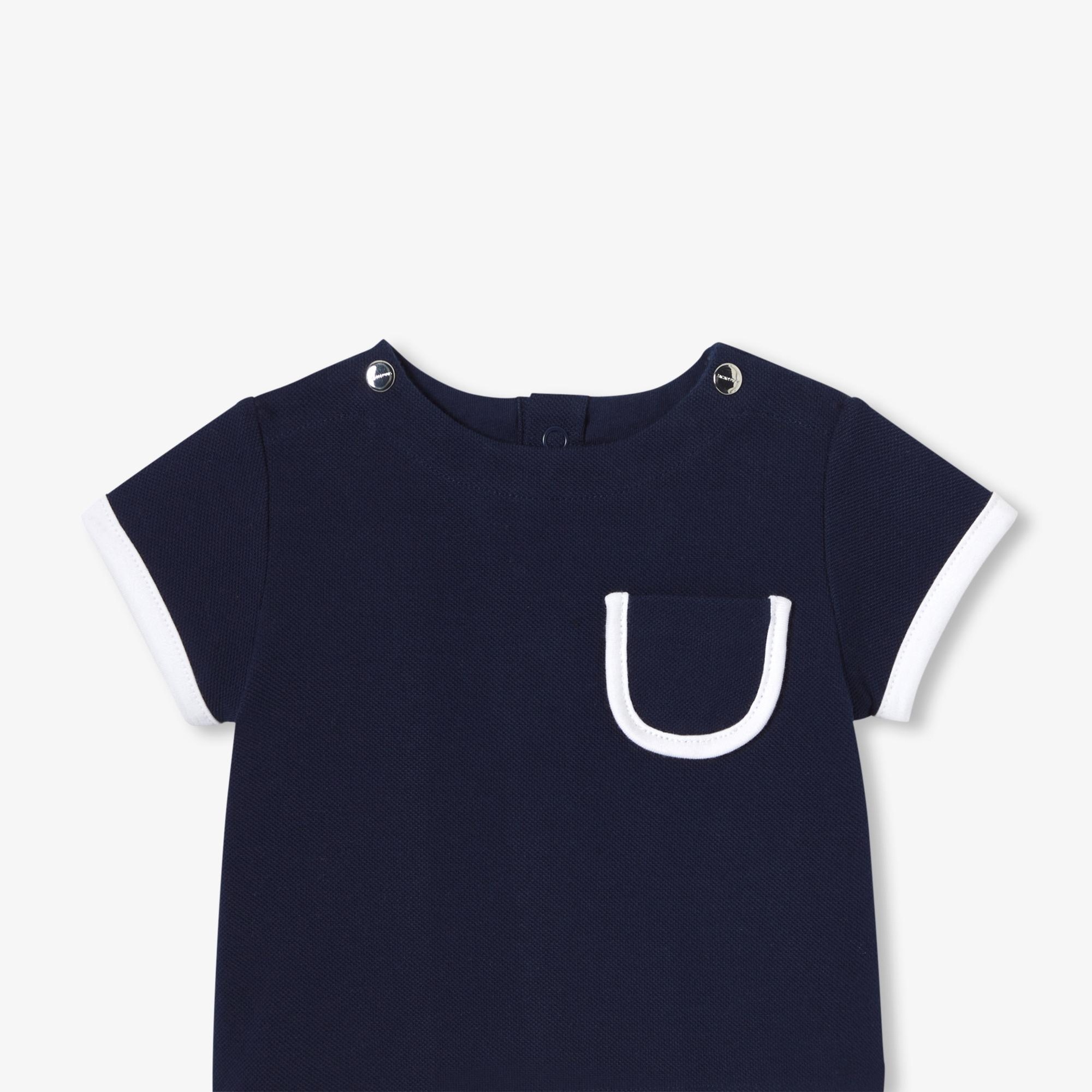 Jacadi Paris Yenidoğan Erkek Bebek Pamuklu Pike Şortlu İkili Set