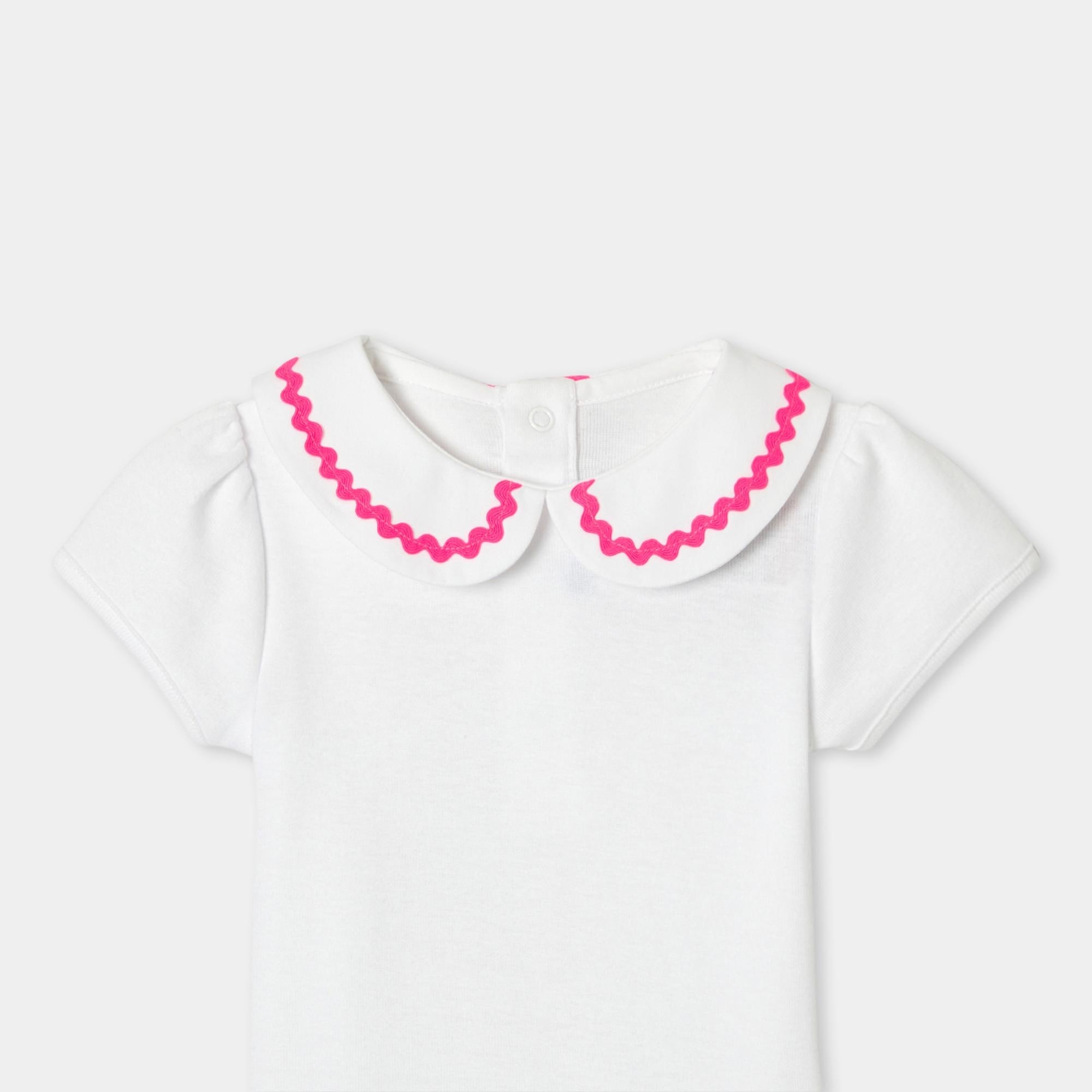 Jacadi Paris Kız Bebek Kroketli Peter Pan Yaka Kısa Kollu Body