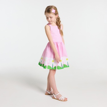  Jacadi Paris Kız Çocuk Çapraz Sırt Askılı Poplin Elbise