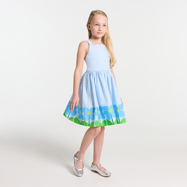  Jacadi Paris Kız Çocuk Çapraz Sırt Askılı Poplin Elbise